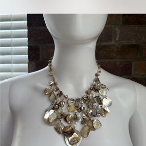Women’s Statement Shell and Bead Necklace in Natural Tones